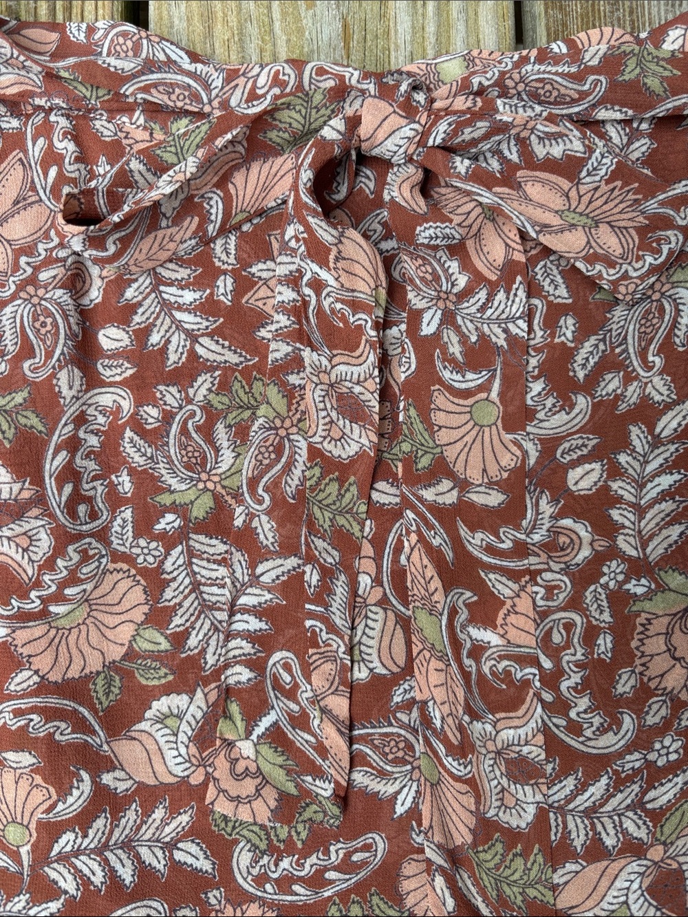ANTHROPOLOGIE | Light Brown Luca Mini Floral Paisley Boho‎ Wrap Skirt | Size S - Picture 3 of 8
